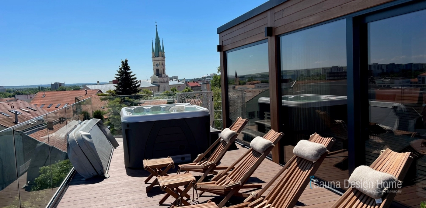 Exclusive panoramic terrace wellness sauna house