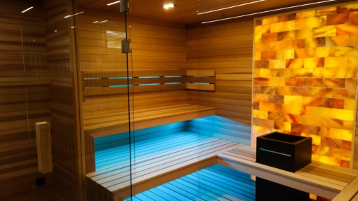 combi sauna with blue light