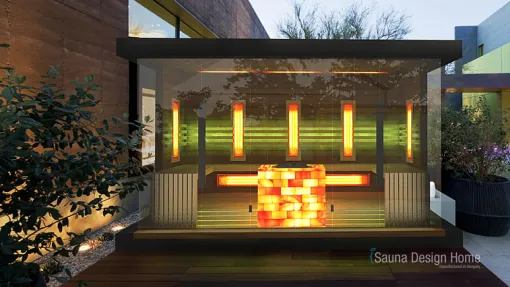 Lugano sauna with green light Lugano sauna with green light