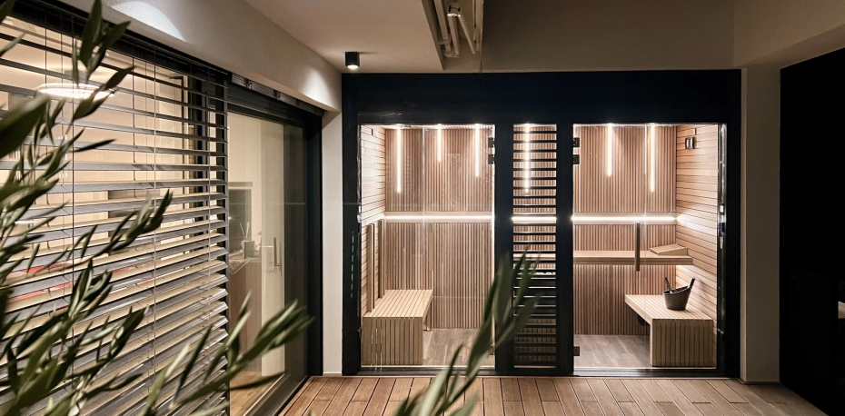 Individual outdoor built-in sauna