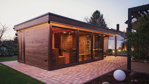 Modern outdoor sauna house