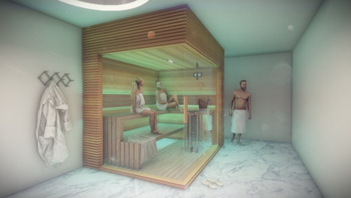 sauna with light green color